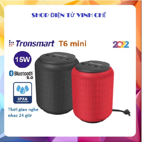Loa Tronsmart Element T6 MINI Chính hãng, Loa Bluetooth 5.0 ngoài trời chống nước IPX6 Công suất 15W