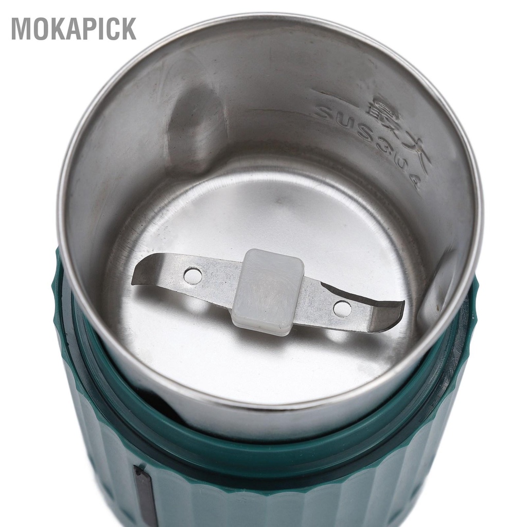 Mokapick Máy xay cà phê 200W hạt bằng thép không gỉ 50ML gia vị có đo đếm cho văn phòng Ngũ cốc xanh EU Cắm 220V