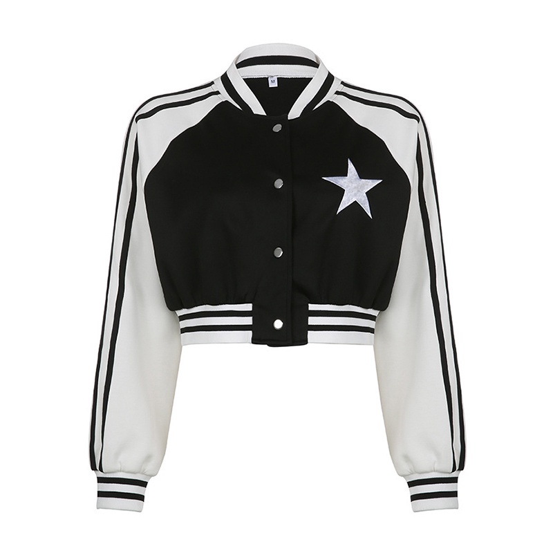 IELGY    Áo Khoác Bóng Chày In Hình Ngôi Sao preppy Thời Trang Cho Nữ