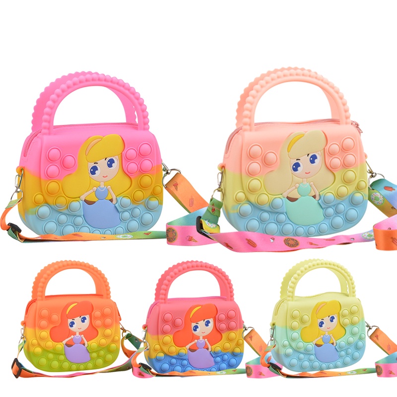 Túi Đeo Chéo Đựng Tiền Xu Màu Cầu Vồng Dễ Thương Cho Bé Gái