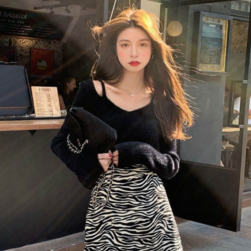 Áo Dệt Kim Tay Dài Dáng Ôm Trễ Vai Thời Trang Hàn Quốc Dành Cho Nữ