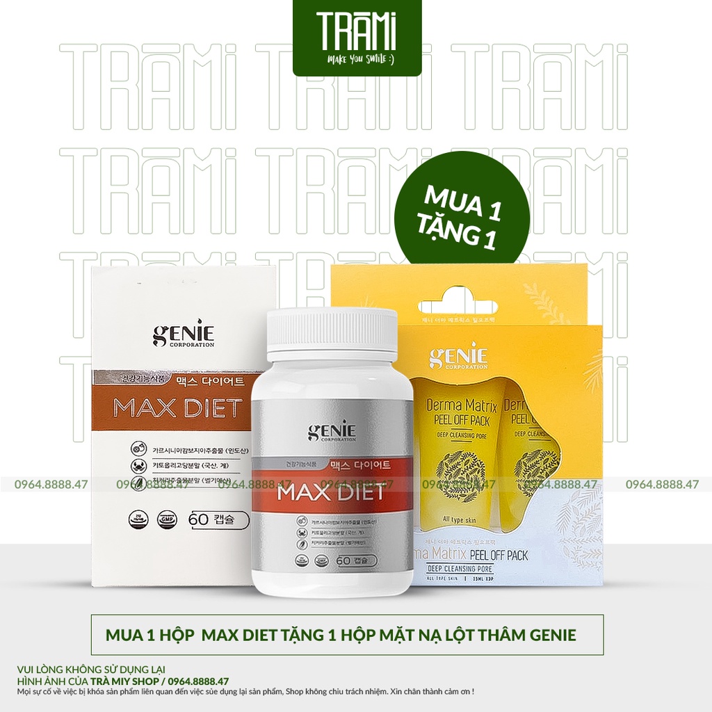 Viên Uống Giảm Cân Dành Cho Cơ Địa Lờn Thuốc Max Diet Genie Hàn Quốc 60 Viên.