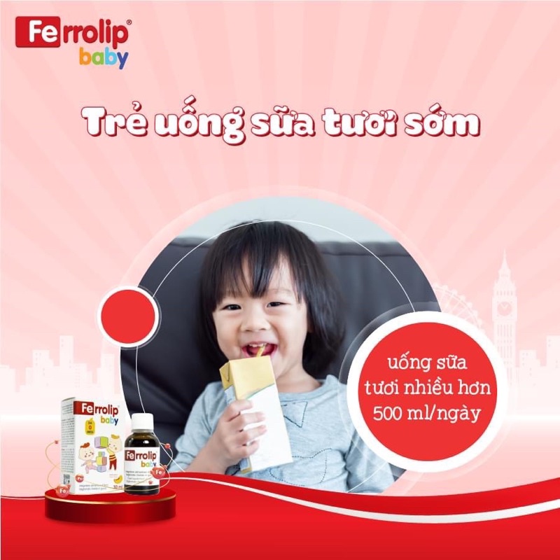 ✔️️️ Sắt Siro Ferrolip Baby Vị Đào Thơm Ngon Cho Bé , bổ sung sắt hữu cơ cho bé