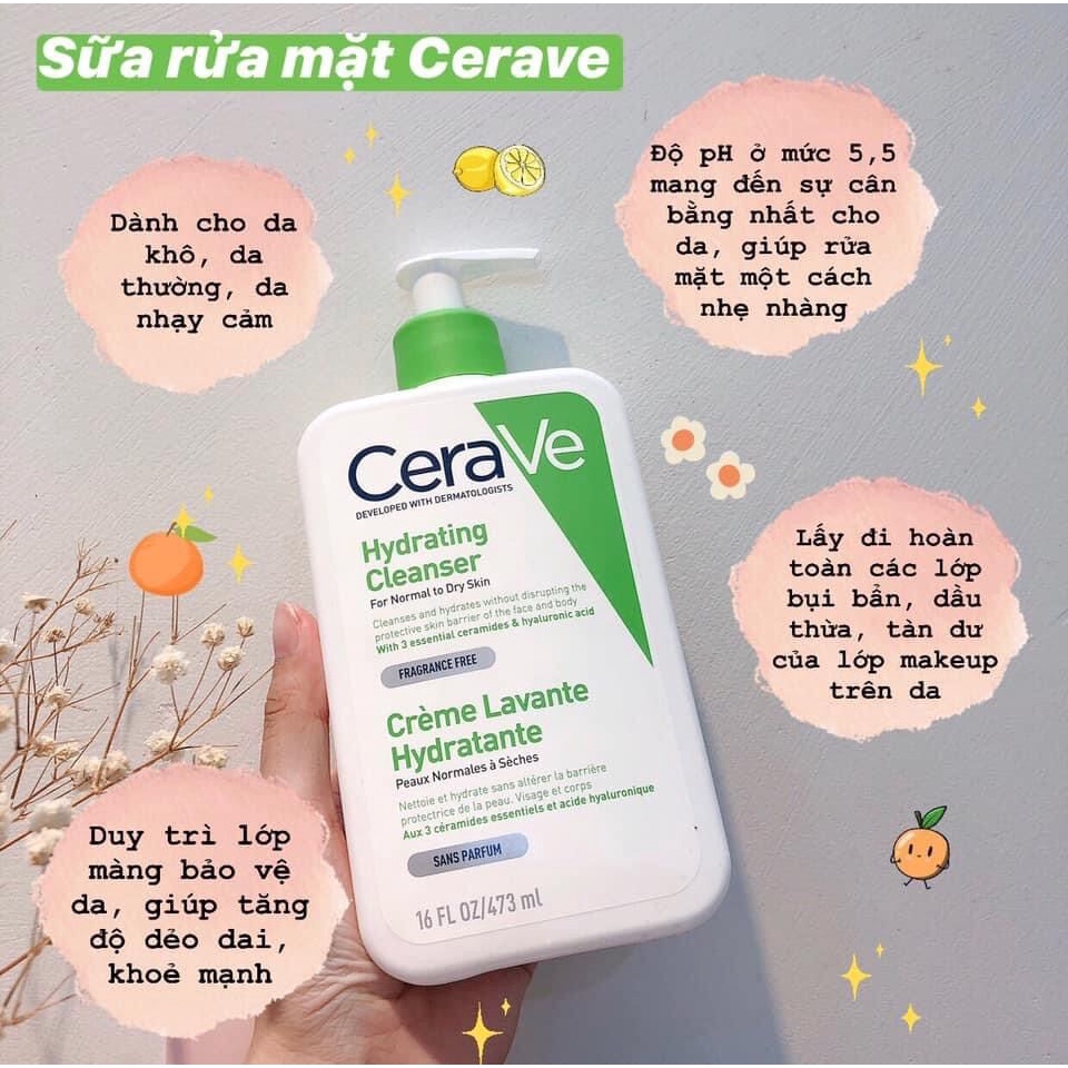 Sữa rửa mặt Cerave dịu nhẹ 236ml siêu sạch da và dưỡng da cấp ẩm