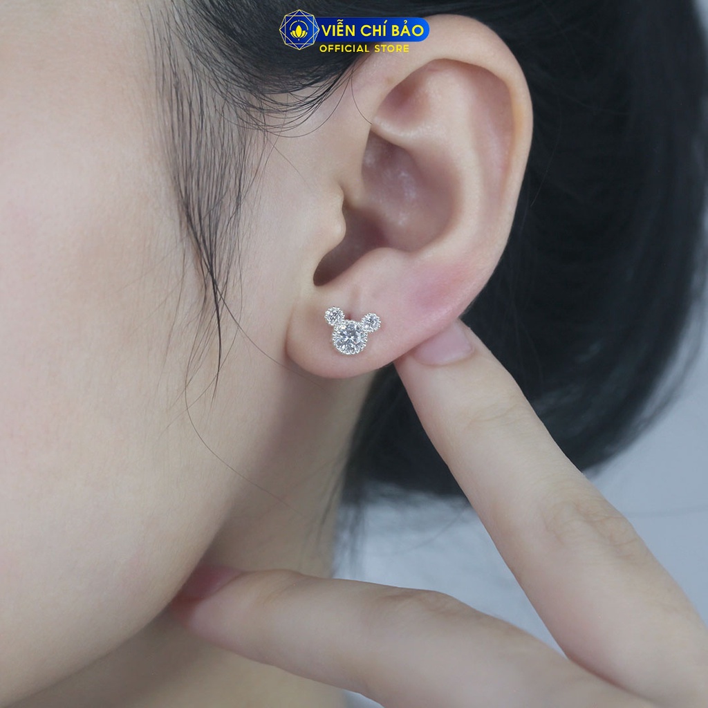 Bông tai chuột Mic.key đính đá chất liệu bạc 925 thời trang phụ kiện trang sức Viễn Chí Bảo B400215
