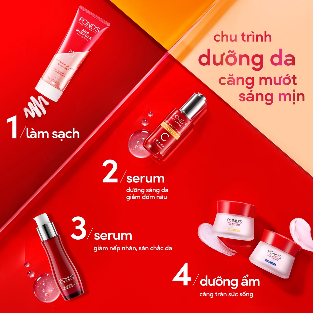 Serum tinh chất dưỡng sáng mờ đốm nâu POND'S Age Miracle Ultimate Youth với Vitamin C HA Collagen 30g