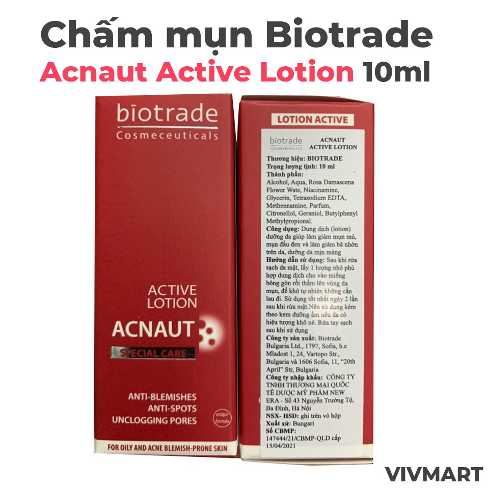 ✅ Chấm mụn Biotrade Acnaut Active Lotion 10ml - Dung Dịch Giảm Mụn, Gom Cồi, Kiềm Dầu