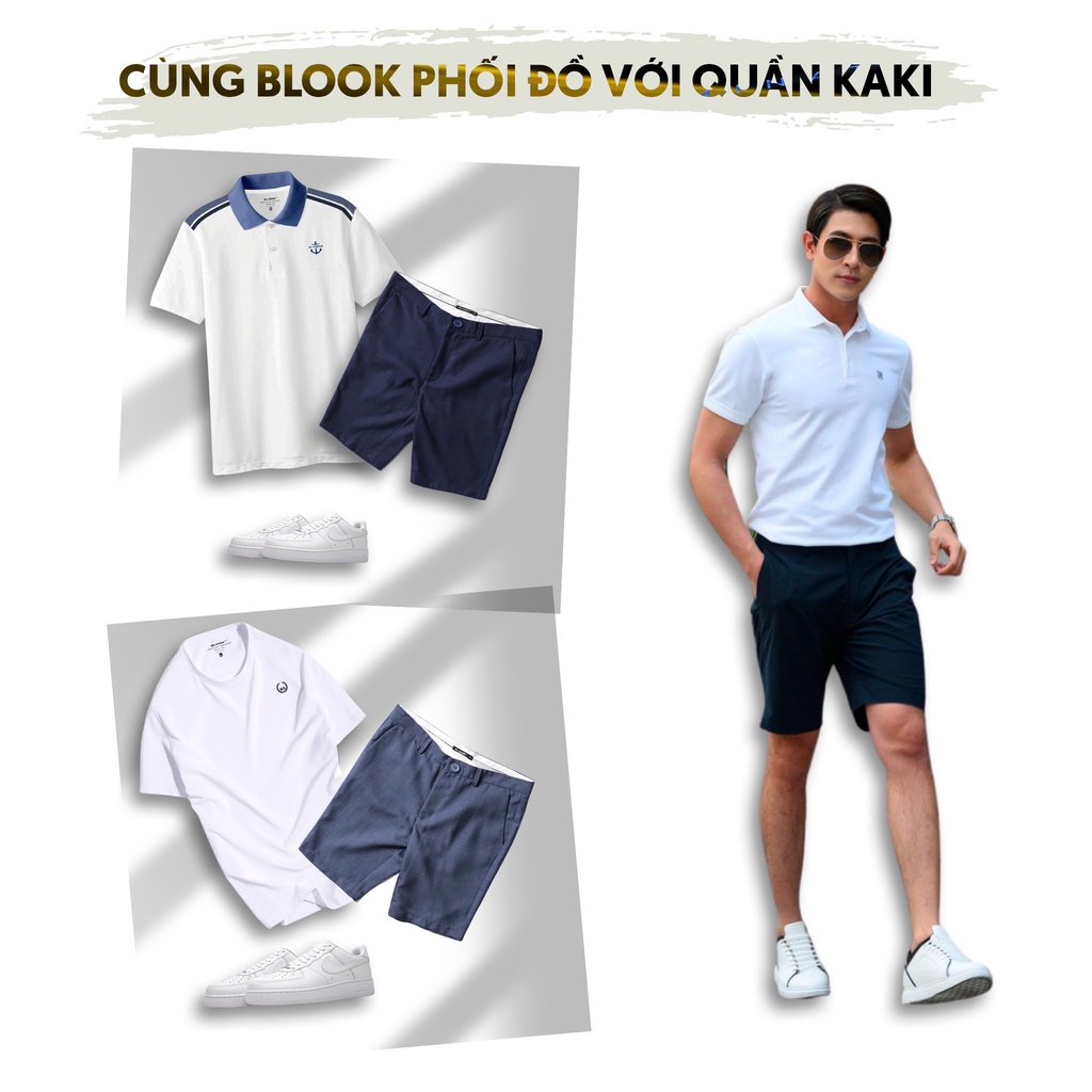 Quần đùi kaki nam BLOOK chất vải mềm nhẹ phom lửng ngang gối 4 màu 33383