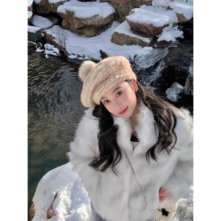 [Giao Ngay] Áo Khoác Lông Cáo Nhân Tạo Ngắn Dày Màu Gradient Thân Thiện Với Môi Trường Phong Cách Hàn Quốc Cho Nữ