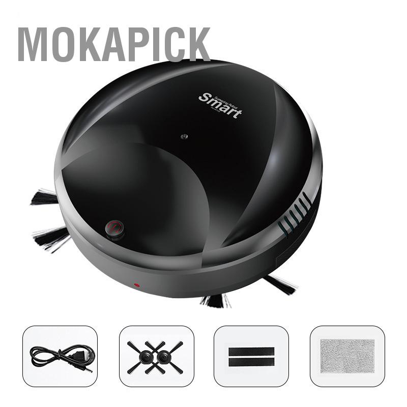 Robot Hút Hụi Lau Nhà, Robot Hút Bụi Thông Minh, minh không dây có độ ồn thấp Sạc USB tự động làm sạch để quét và lau Mokapick