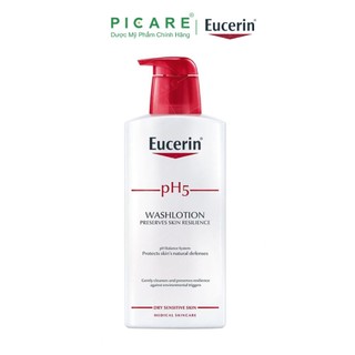 Sữa tắm và rửa mặt dành cho da nhạy cảm Eucerin Washlotion pH5 400ml