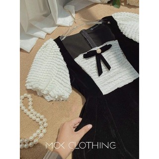 Đầm Nhung Tag Nơ Form Ngắn Bigsize