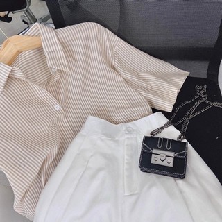 Set áo sọc váy trắng (kèm hình thật)