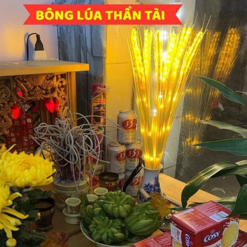 Combo 10 đèn led bông lúa mạch thần tài bông lúa vàng đèn trang trí bàn thờ phòng khách