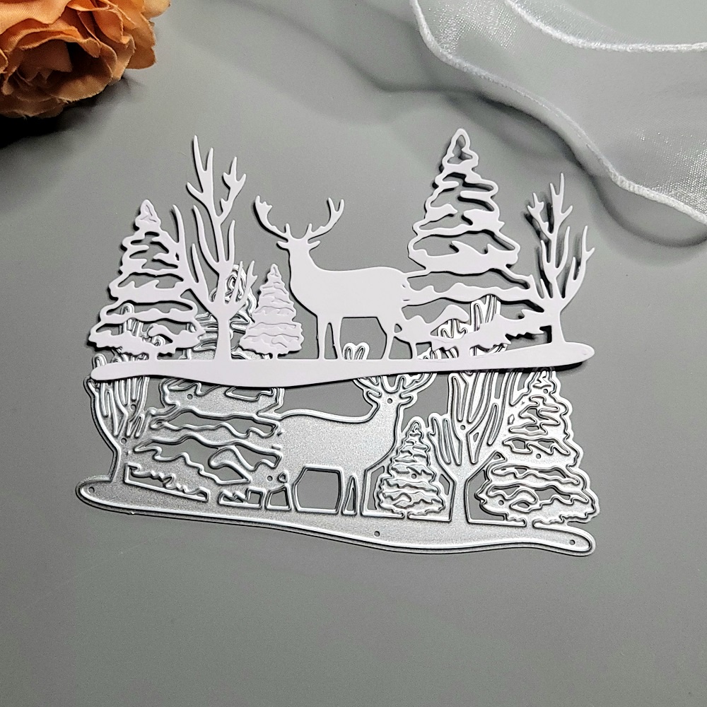 Khuôn Cắt Giấy Kim Loại Hình Tuần Lộc Và Cây Thông Giáng Sinh