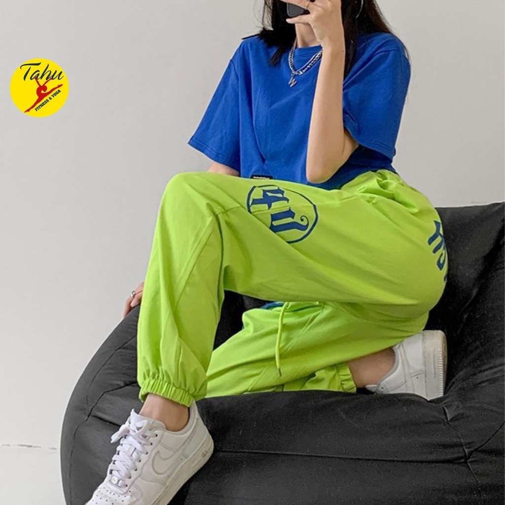 Quần JOGGER nữ Chun dập bản rộng đa năng nhảy Zumba Erobic Tập Gym Yoga đi chơi
