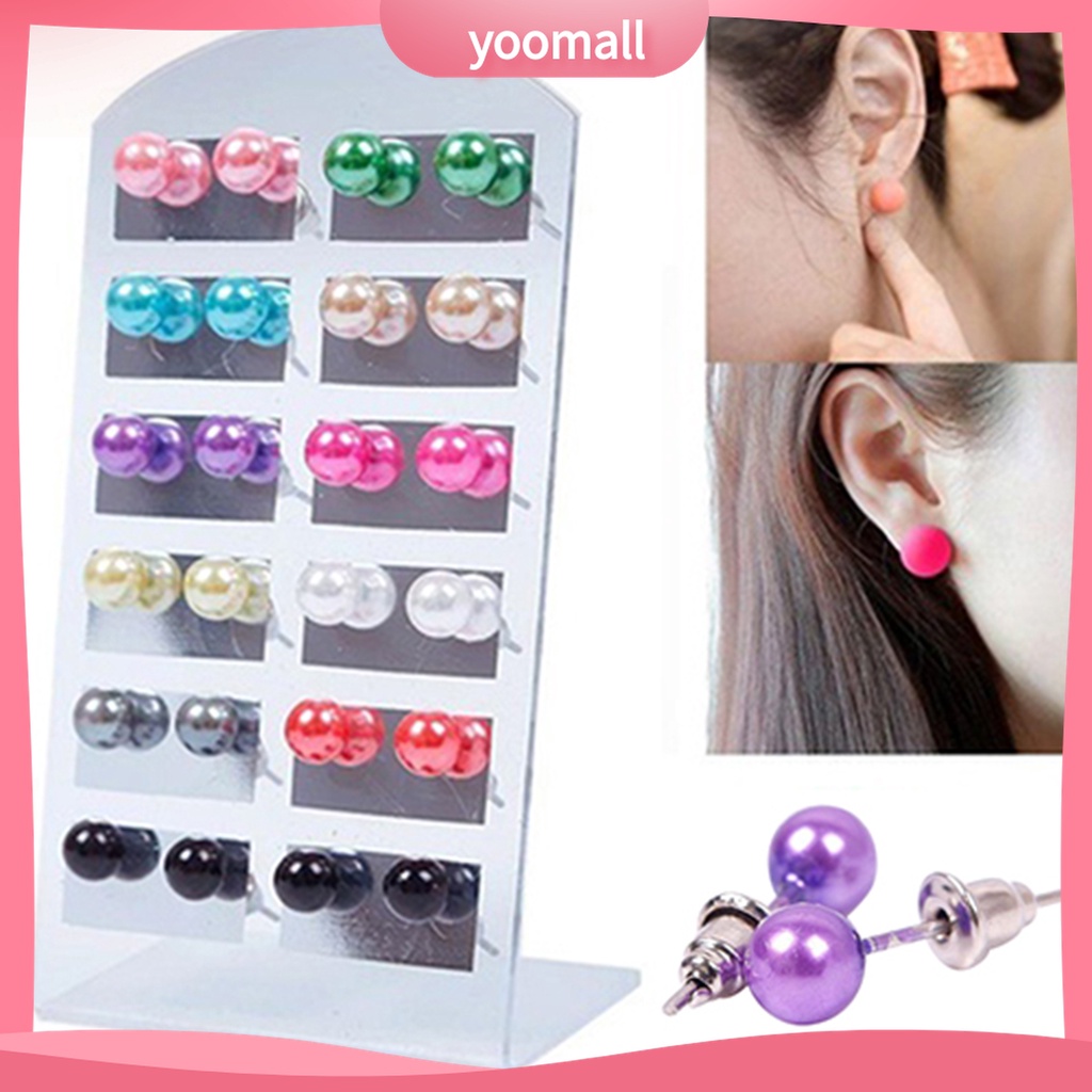 (Yoomall) 12 Đôi Bông Tai Ngọc Trai Giả Thời Trang Cho Nữ
