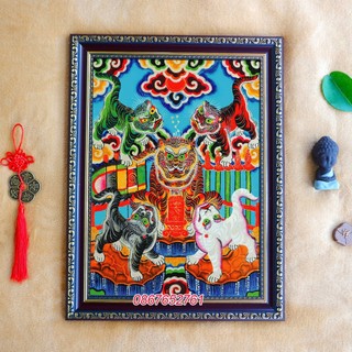 Tranh Ngũ Hổ gồm khung 38x50cm y ảnh
