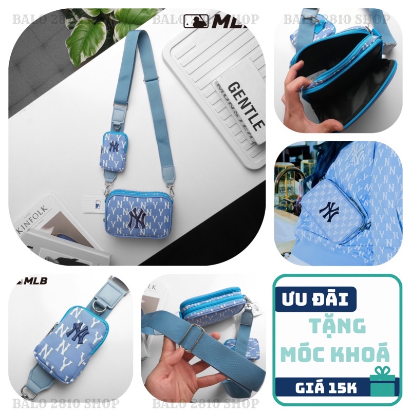 Túi Đeo Chéo MLB Logo Jacquard Mini Crossbody Hoạ Tiết Monogram Newyork Yankees Cao Cấp Full Tag Code Balo 2810 Shop