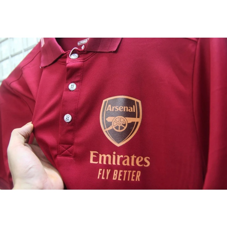 Áo Polo Bóng Đá Arsenal 2022- 2023 Màu Đỏ Đô Ảnh Thật