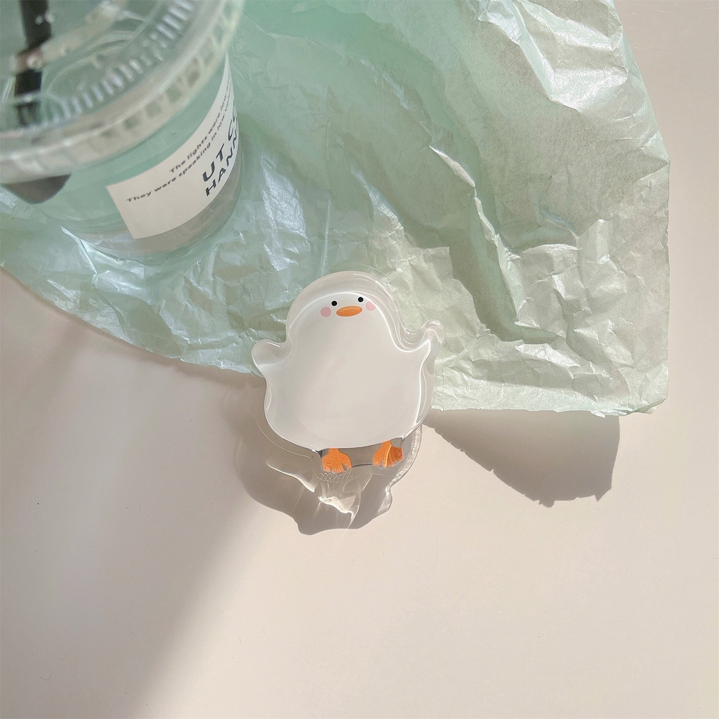 Giá Đỡ Điện Thoại Hình Chú Vịt Hoạt Hình 3D Có Túi Khí Và Dây Đeo Tiện Dụng