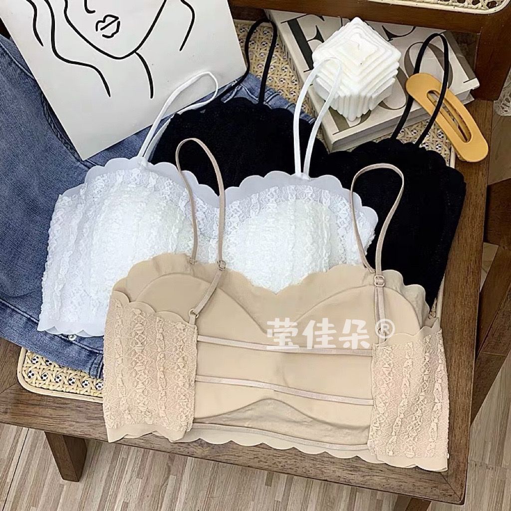 Áo Lót Lụa Phối Ren Hở Lưng Quyến Rũ Dành Cho Nữ