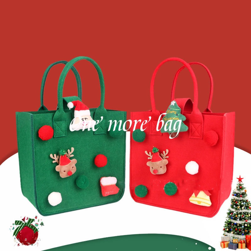 One Túi Xách Vải Nỉ In Hoạt Hình Giáng Sinh Đáng Yêu Thời Trang Đường Phố Đơn Giản