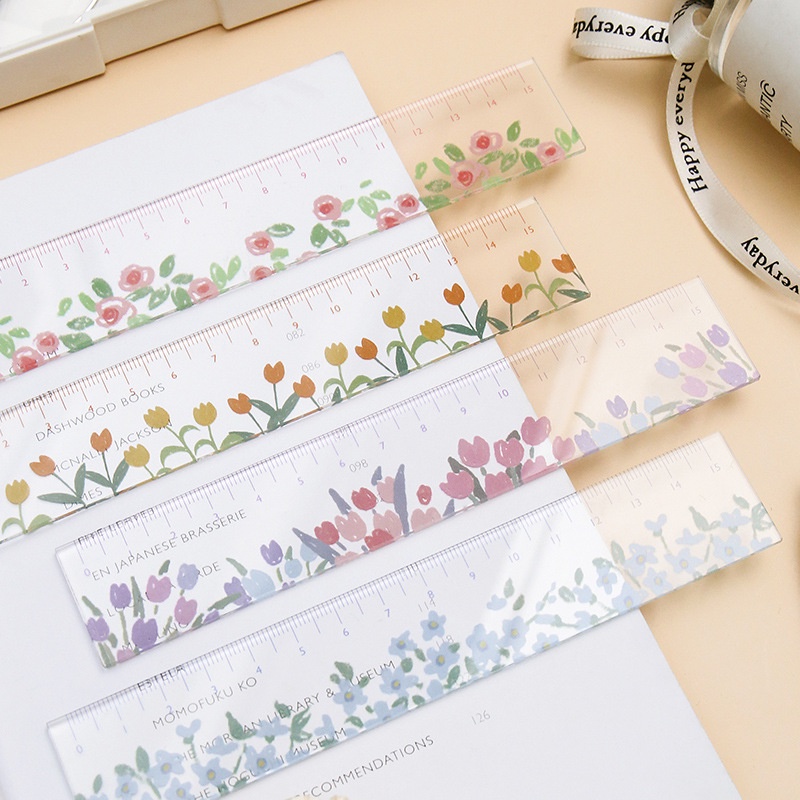 Thước Vẽ / Vẽ Tạp Chí Hình Hoa Hoạt Hình Bằng acrylic 15CM