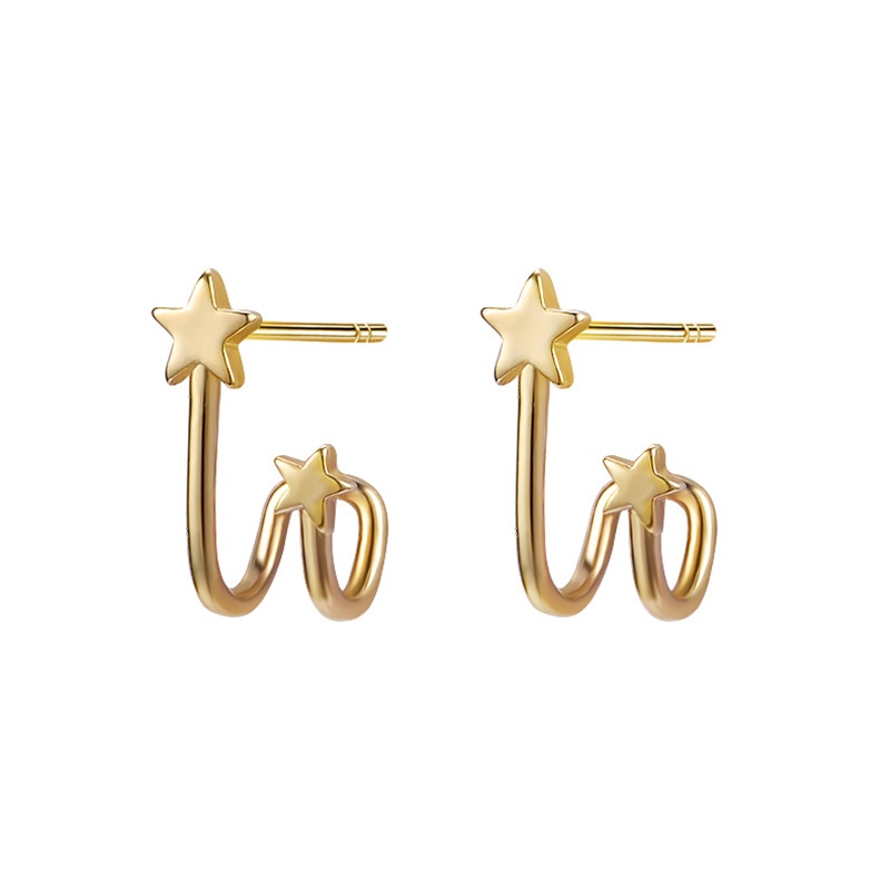 Khuyên tai bạc Bộ Khuyên Tai Ngôi Sao Đôi Bằng Bạc 14k Không Gây Dị Ứng Thời Trang Cho Nữ