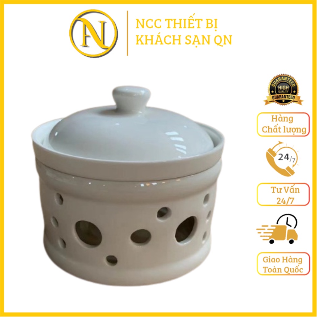 Bếp Cồn Hâm Giữ Nóng Thức Ăn/Đĩa Cồn Mini Bằng Gốm Sứ Size 12cm; dung tích 230ml