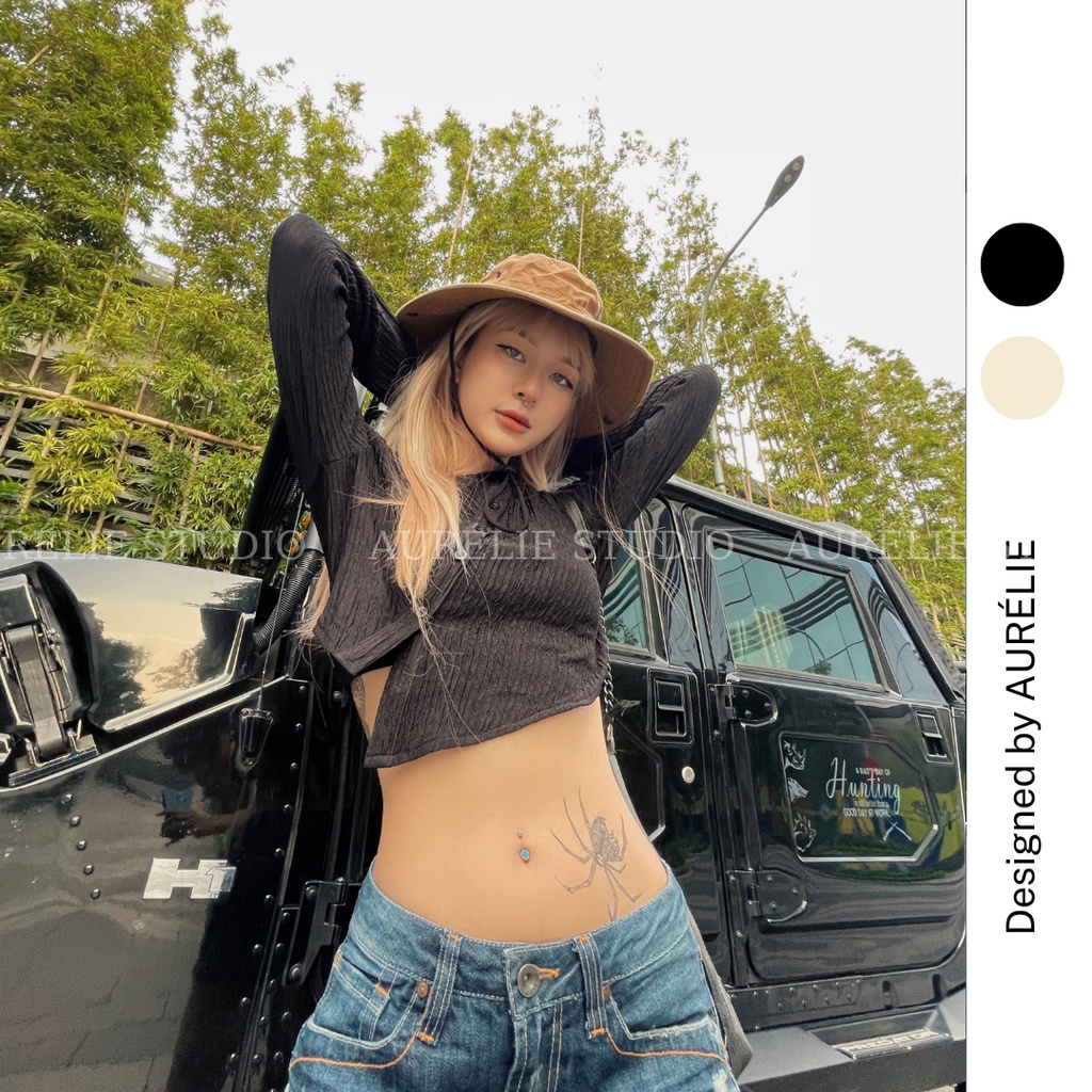 Áo len Crotop dài tay vạt chéo CAILY SHIRT by AURÉLIE