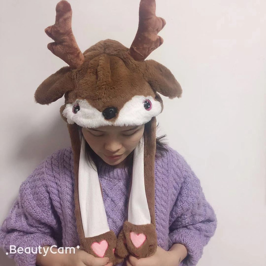 Mũ Ông Già Noel Tuần Lộc Đội Mũ Có Tai Phát Sáng Trong Đêm Giáng Sinh