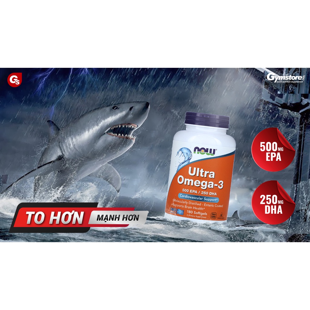 Viên uống dầu cá Now Ultra Omega-3 500 EPA/250 DHA nhập khẩu Mỹ - Gymstore