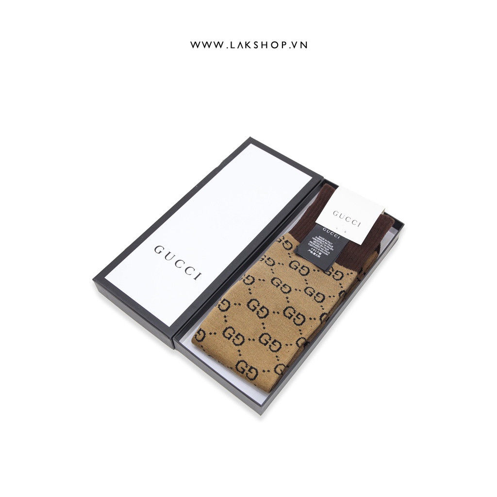Tất GG Monogram Nâu