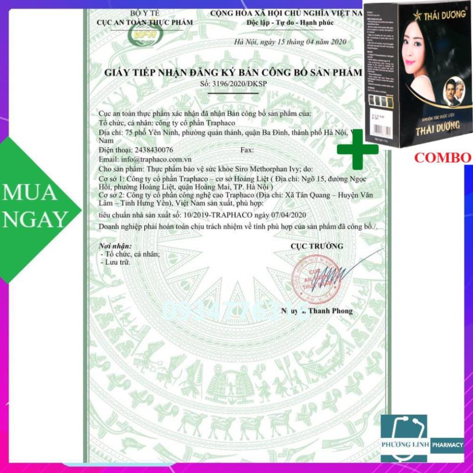 Combo Gội Là Đen Thái Dương+ Siro ho Methorphan Ivy - giảm ho