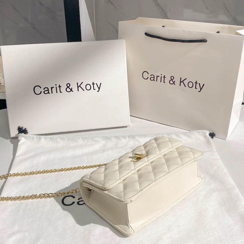 Túi Xách Nữ Carit & Koty Dáng Gập May Caro Da PU Cao Cấp - Hàng QC