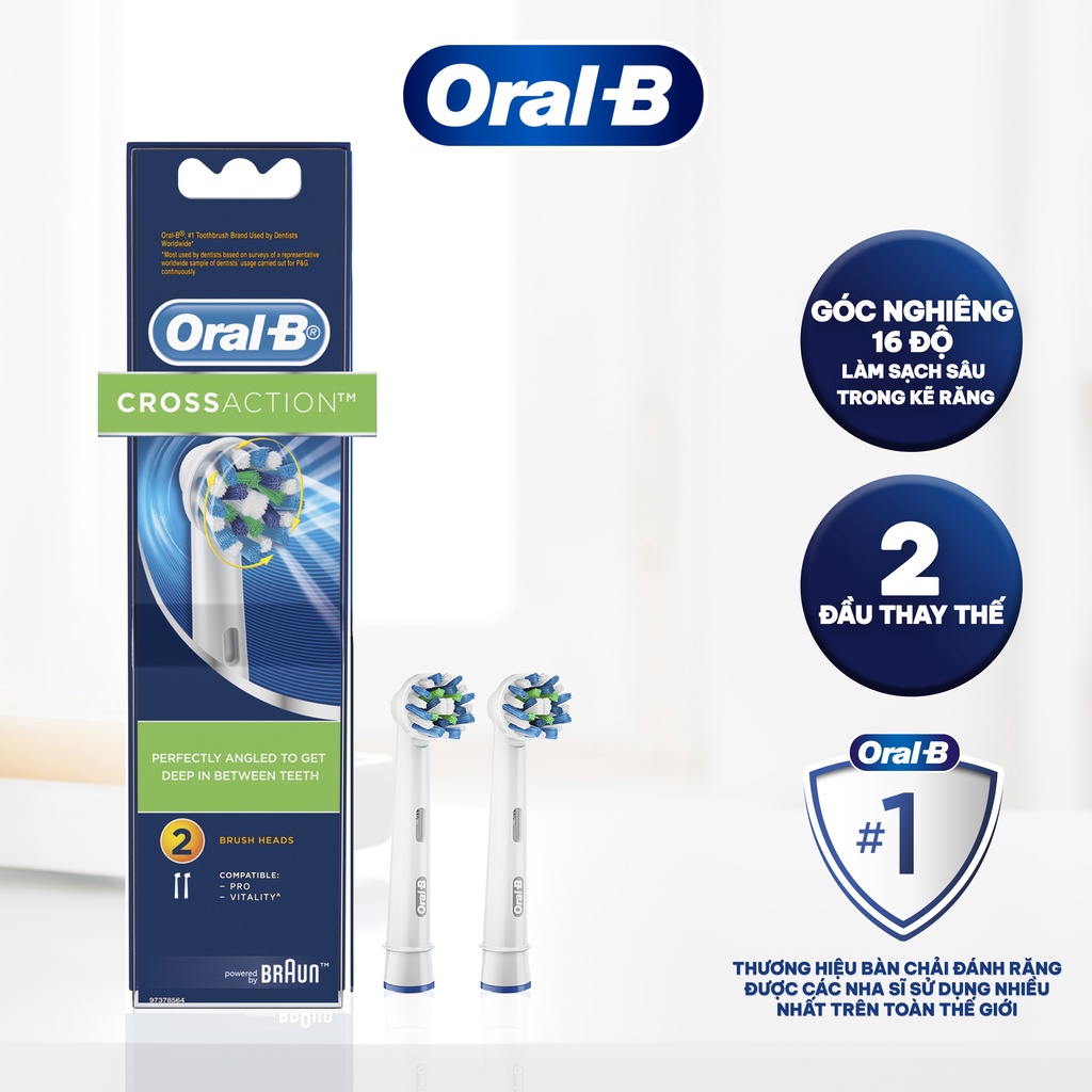 Combo Bàn Chải Điện ORAL-B Pro 500 Và Đầu Bàn Chải ORAL-B Cross Action