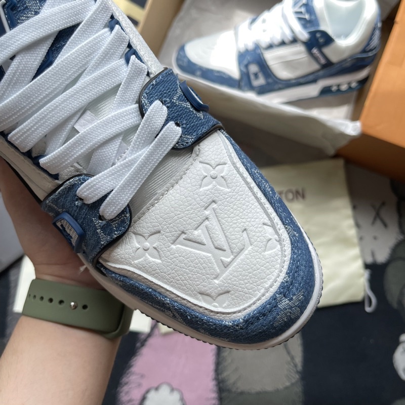 Giày LV trainer màu xanh bò hàng 11 full phụ kiện túi hộp nam/nữ