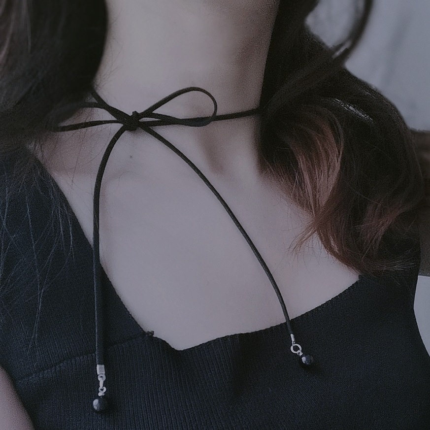 Vòng cổ choker, dây chuyền nữ màu đen thắt nơ