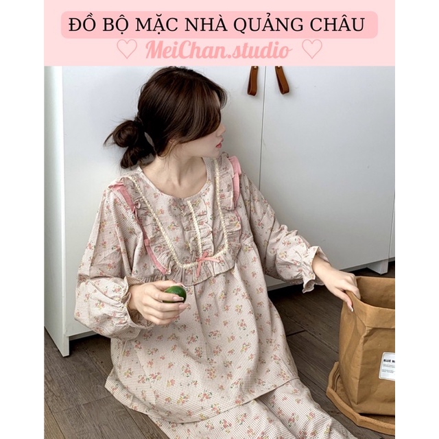 Đồ Ngủ Style Hàn Quốc_ Đồ Bộ Nữ Mặc Nhà Tiểu Thư Hoa Nhí Ulzzang Công Chúa