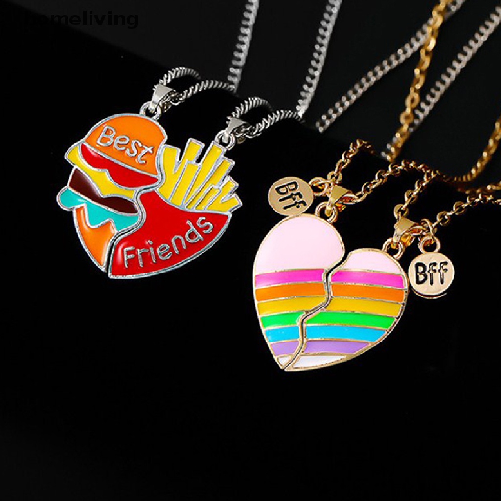 Set 2 Vòng cổ Tình Bạn Mặt Trái Tim Ghép Mảnh Ghép Khắc Chữ Best Friends Thời Trang Mới 2022