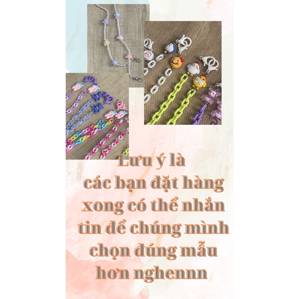 Dây đeo khẩu trang dây xích nhựa nhiều màu nhiều charm xinh xắn