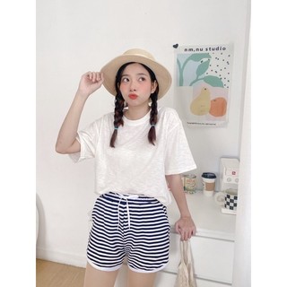 Quần short lưng thun sọc đen