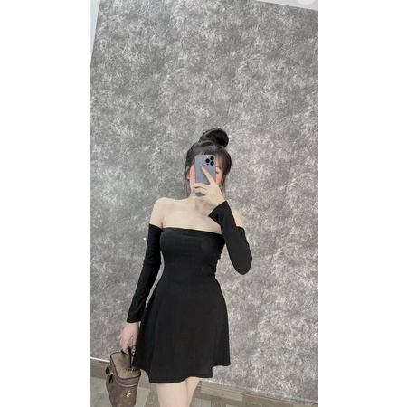 Đầm trễ vai kèm quần thun gân EDNA OOTD