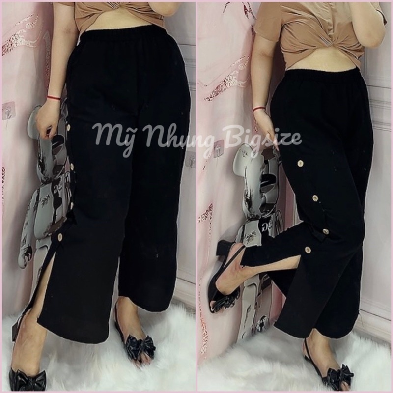 Quần Suông sẽ tà đính nút Bigsize 68kg đến 95kg