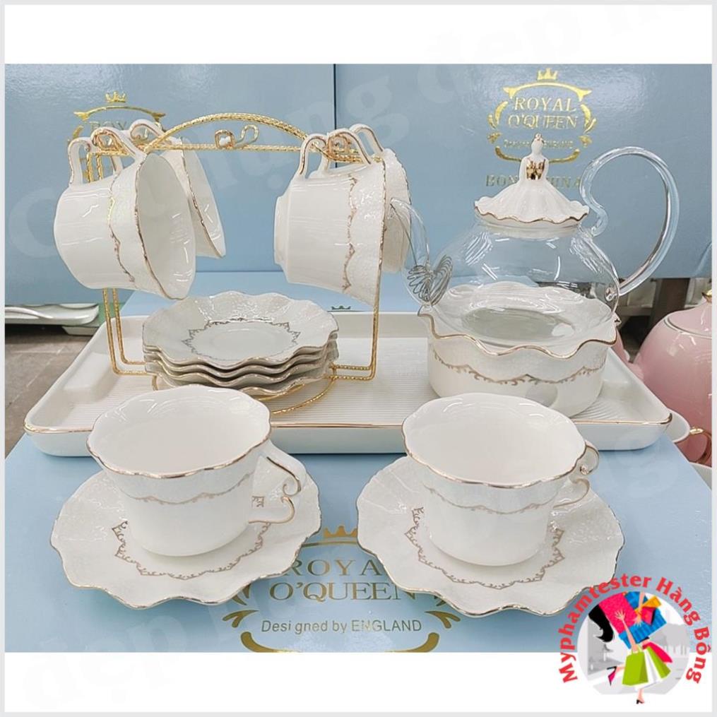 BỘ BÌNH TRÀ ( ẤM CHÉN) KÈM KHAY VÀ LÓT TÁCH KÈM BẾP CHÂM TRÀ VIỀN VÀNG , đồ gia dụng thông minh, tiện ích