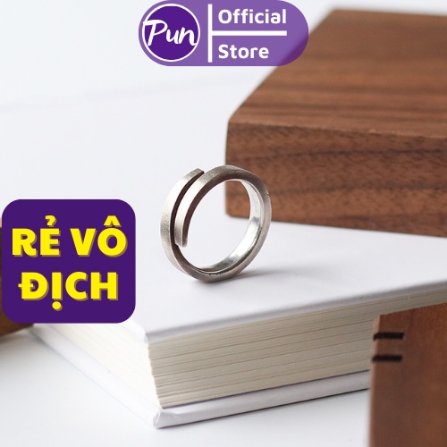 Nhẫn nam nữ tròn Punstore màu bạc thời trang chất Titan đẹp đơn giản không gỉ - Nhẫn SAN Ring