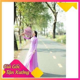 Áo dài lụa chifon 4 tà màu tím cà (kèm quần cf 2 lớp)