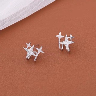 Bông tai / Khuyên tai bạc ngôi sao nạm đá chất liệu bạc ta