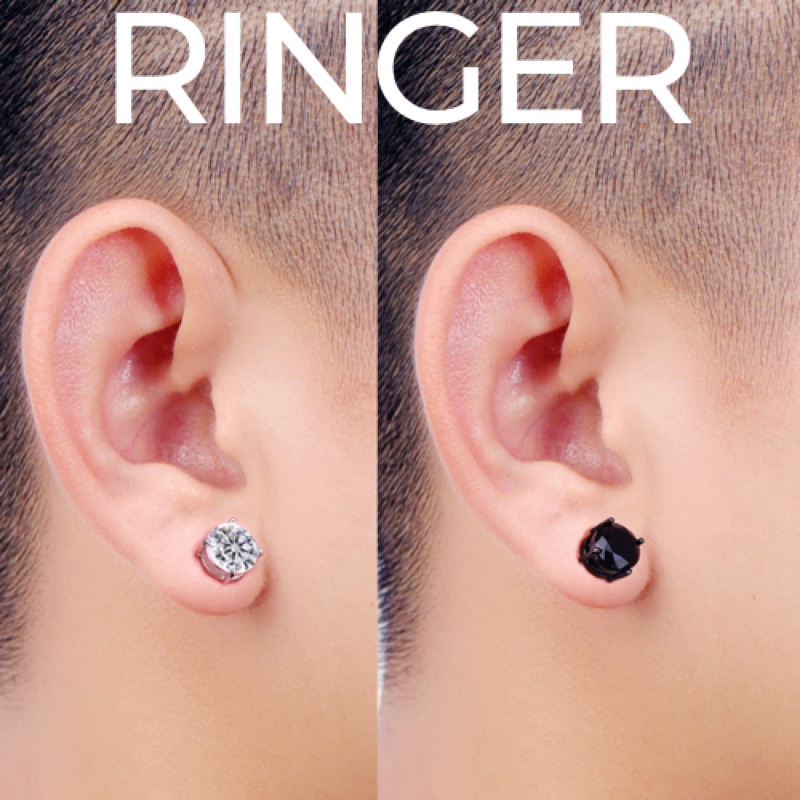 (Nam châm) Khuyên tai bông tai nam nữ titan không đen gỉ nam châm không cần bấm lỗ tai đính ngọc sáng đẹp Ringer